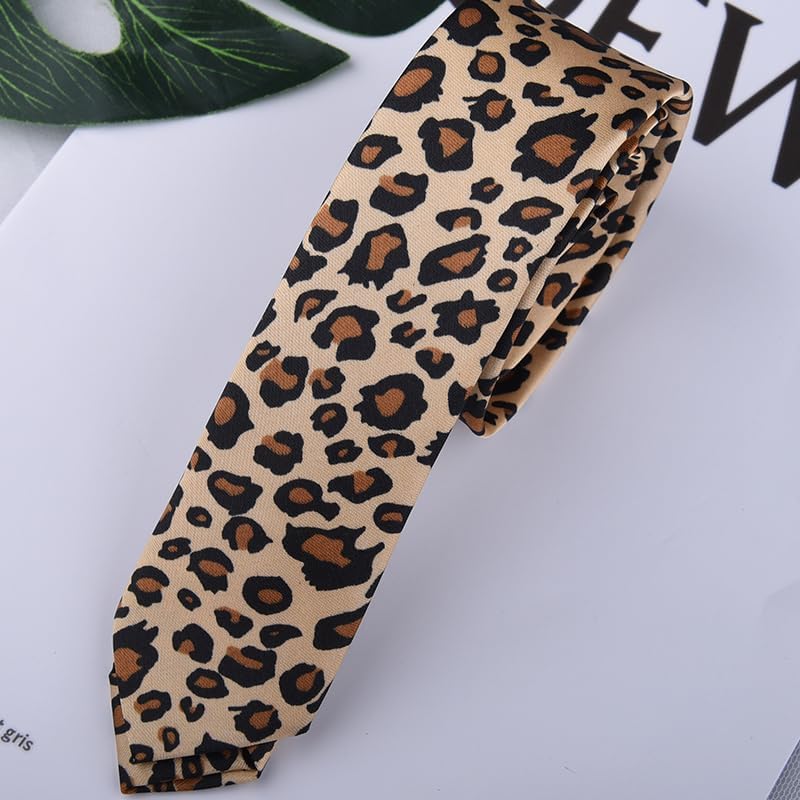 Sdopbinbin Leopard Print and Black Polka Dot Tie for Women and Men - Halloween Cosplay Business Neck Tie - Image 4